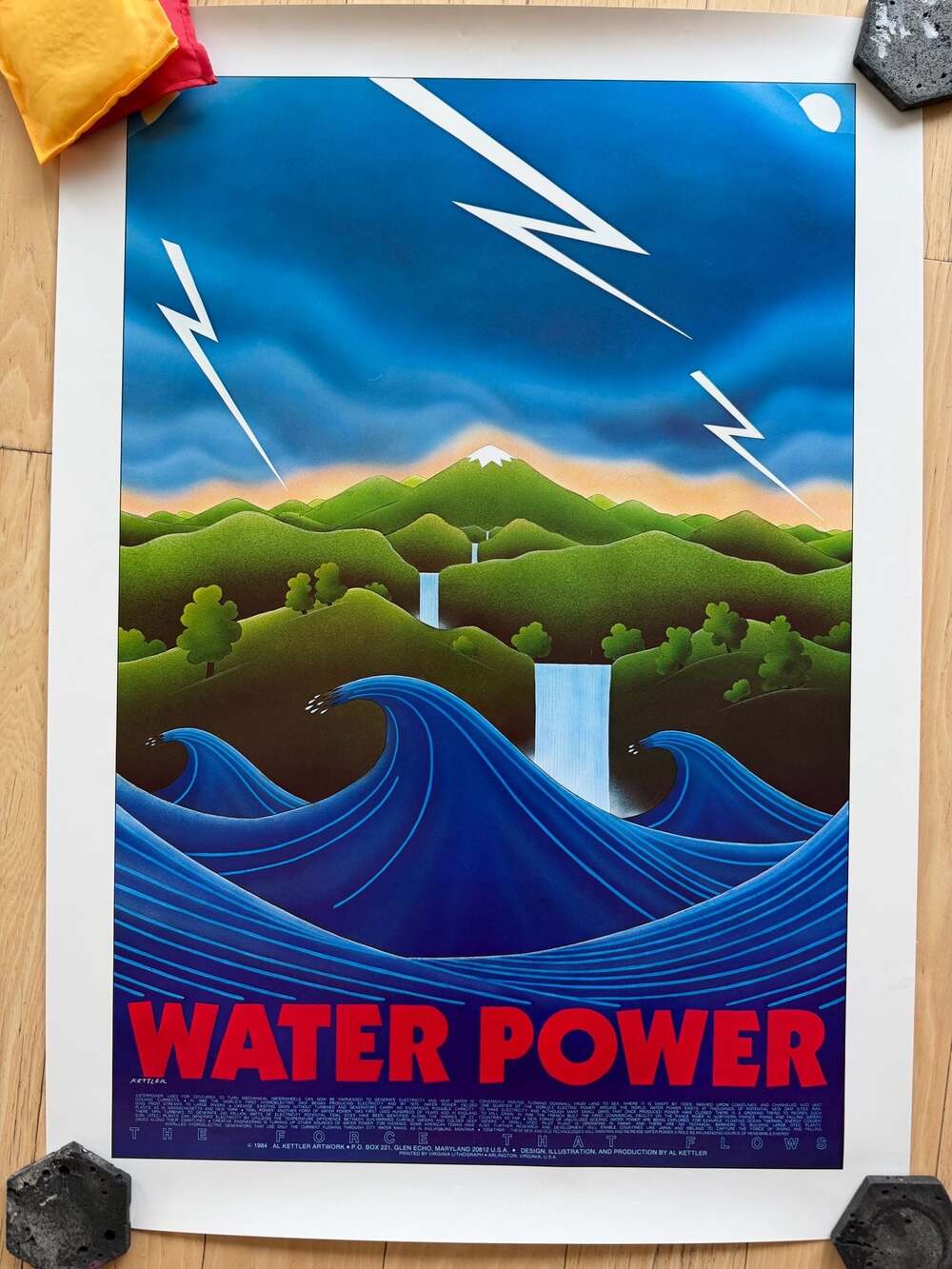1984 Al Kettler 'Water Power' Renewable Energy Vintage Poster
